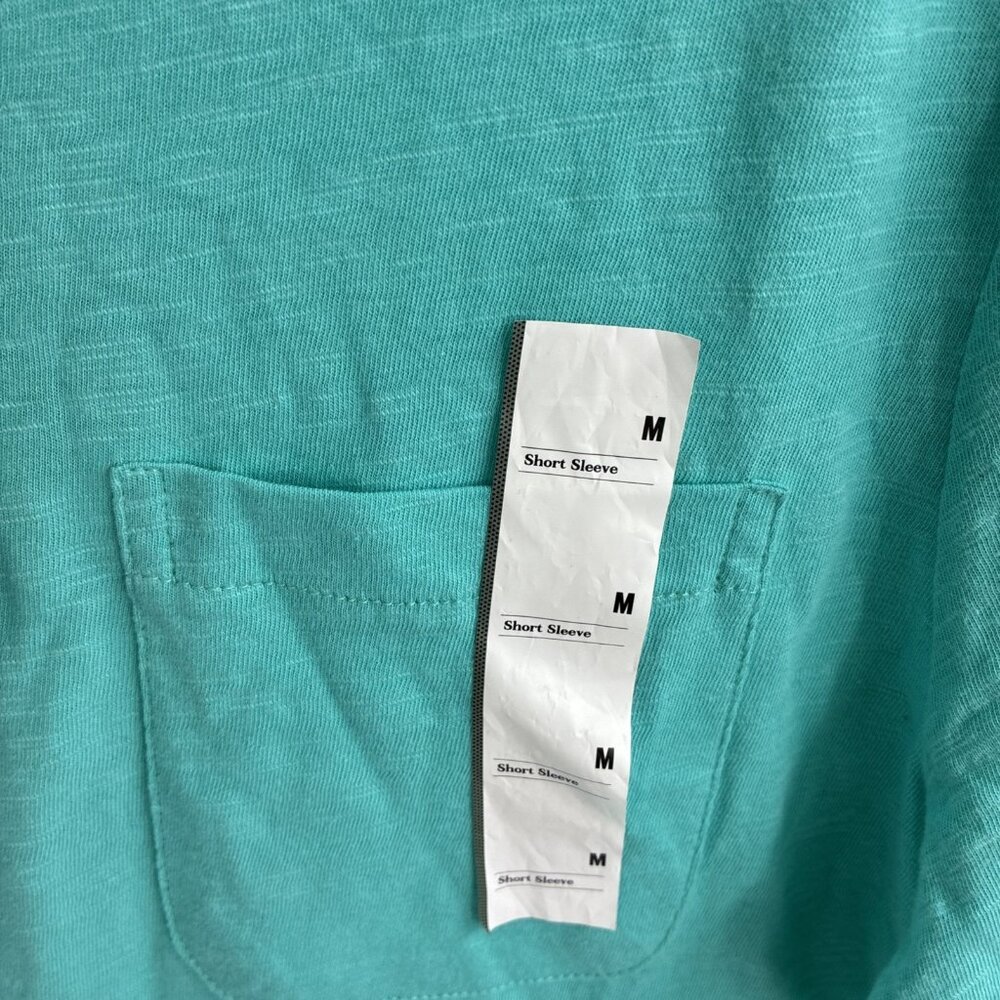 Goodfellow & Co Mens M Polo Shirt Teal Blue Short Sleeve Cotton Pocket New - Picture 4 of 6